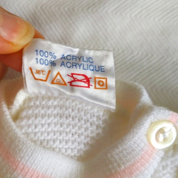 vintage Hudson's Bay acrylic knit matching sweater set 6-9 months baby girl - Picture 6 of 10